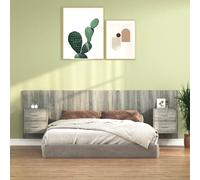 vidaXL Bed Headboard with Cabinets Grey Sonoma Engineered Wood Wall Nightstand