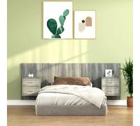 vidaXL Bed Headboard with Cabinets Grey Sonoma Engineered Wood Wall Nightstand