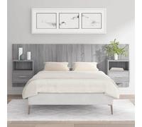 vidaXL Bed Headboard with Cabinets Grey Sonoma Engineered Wood Wall Nightstand