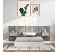 vidaXL Bed Headboard with Cabinets Grey Sonoma Engineered Wood, Grey
