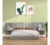 vidaXL Bed Headboard with Cabinets Grey Sonoma Engineered Wood Wall Nightstand