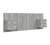 vidaXL Bed Headboard with Cabinets Grey Sonoma Engineered Wood Wall Nightstand