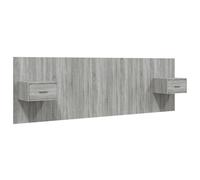 vidaXL Bed Headboard with Cabinets Grey Sonoma Engineered Wood Wall Nightstand