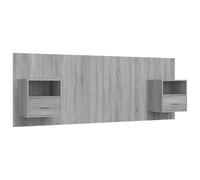 vidaXL Bed Headboard with Cabinets Grey Sonoma Engineered Wood Wall Nightstand
