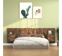 vidaXL Bed Headboard with Cabinets Smoked Oak Engineered Wood