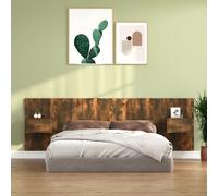 vidaXL Bed Headboard with Cabinets Smoked Oak Engineered Wood