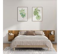 vidaXL Bed Headboard with Cabinets Smoked Oak Engineered Wood