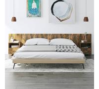 vidaXL Bed Headboard with Cabinets Smoked Oak Engineered Wood Wall Nightstand