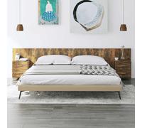 vidaXL Bed Headboard with Cabinets Smoked Oak Engineered Wood Wall Nightstand
