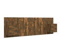 vidaXL Bed Headboard with Cabinets Smoked Oak Engineered Wood Wall Nightstand
