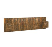vidaXL Bed Headboard with Cabinets Smoked Oak Engineered Wood Wall Nightstand