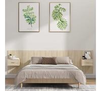 vidaXL Bed Headboard with Cabinets Sonoma Oak Engineered Wood Wall Nightstand