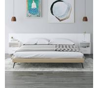 vidaXL Bed Headboard with Cabinets White Engineered Wood Floating Nightstand