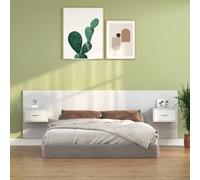 vidaXL Bed Headboard with Cabinets White Engineered Wood Floating Nightstand