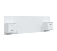 vidaXL Bed Headboard with Cabinets White Engineered Wood Floating Nightstand