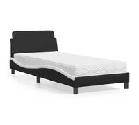 vidaXL Bed with Mattress "Dover" Black and White Single Faux Leather