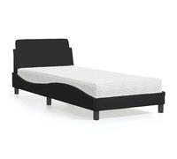 vidaXL Bed with Mattress "Dover" Black Single Fabric