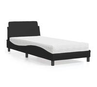 vidaXL Bed with Mattress "Dover" Black Single Faux Leather
