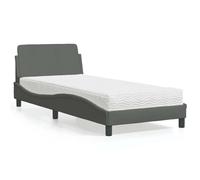 vidaXL Bed with Mattress "Dover" Dark Grey Single Fabric