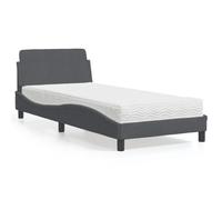 vidaXL Bed with Mattress "Dover" Dark Grey Single Velvet