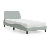 vidaXL Bed with Mattress "Dover" Light Grey Single Velvet