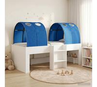 vidaXL Bed with Tunnel 4 pcs White and Blue Engineered Wood