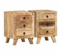 vidaXL Bedside Cabinet 2 pcs 37x32x50 cm Solid Wood Rough Mango, Brown