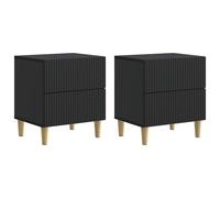 vidaXL Bedside Cabinet 2 pcs Black 43 x 34.5 x 48 cm Engineered Wood