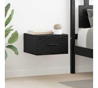 Bedside Cabinet Wall-mounted Black Oak 35x35x20cm Engineered Wood Drawer Single