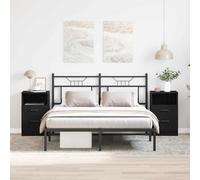 vidaXL Bedside Cabinet 2 pcs Black oak 40 x 35 x 65 cm Engineered wood