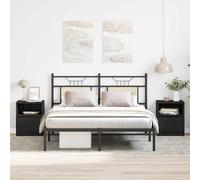 vidaXL Bedside Cabinet 2 pcs Black oak 40 x 40 x 50 cm Engineered wood