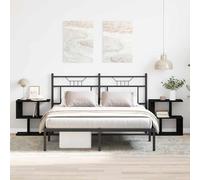 Bedside Tables Black Oak Natural Wood 50x30x51.5 cm Matte Rect Set Storage