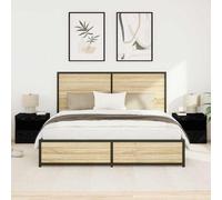 Bedside Cabinet 2 pcs Black Oak 50 x 40 x 45 cm Engineered Wood