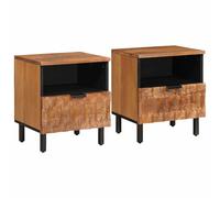 vidaXL Bedside Cabinet 2 pcs Brown 40 x 33 x 46 cm Solid Mango Wood