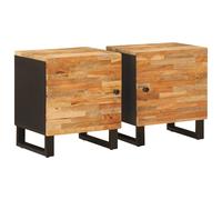 Bedside Cabinet Solid Mango Wood Brown 40x33x46cm Rustic Compact Mini Nightstand