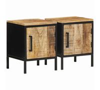 Bedside Cabinet Brown and Black Solid Mango Wood and Mental Table vidaXL