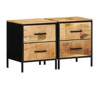 Bedside Cabinet with Drawer Brown and black Solid mango wood Nightstand vidaXL