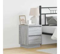 vidaXL Bedside Cabinet 2 pcs Grey 39 x 34.5 x 50 cm Engineered wood