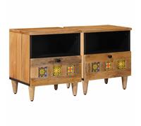 vidaXL Bedside Cabinet 2 pcs Natural 40 x 33 x 46 cm Solid Mango Wood