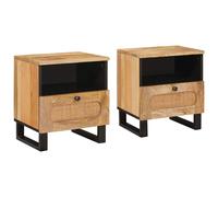 vidaXL Bedside Cabinet 2 pcs Natural 40 x 33 x 46 cm Solid Mango Wood