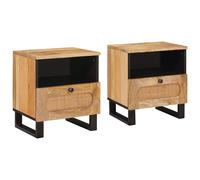 vidaXL Bedside Cabinet 2 pcs Natural 40 x 33 x 46 cm Solid Mango Wood