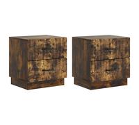 vidaXL Bedside Cabinet 2 pcs Smoked Oak 43 x 34.5 x 44.5 cm