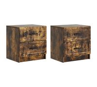 vidaXL Bedside Cabinet 2 pcs Smoked Oak 43 x 34.5 x 44.5 cm