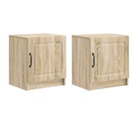 Bedside Cabinet 2pcs Sonoma Oak Engineered Wood 43x34.5x47cm Vintage Nightstand.