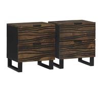 vidaXL Bedside Cabinet 2 pcs Walnut 40 x 33 x 46 cm Solid Acacia wood - Brown, Brown