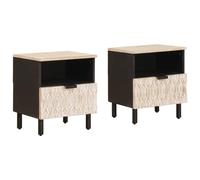 vidaXL Bedside Cabinet 2 pcs White 40 x 33 x 46 cm Solid Mango Wood