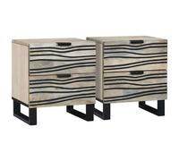 Bedside Cabinet White/Black Solid Acacia Wood 40x33x46cm Drawer Durable Storage