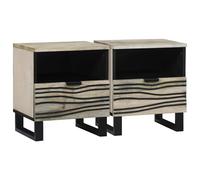 Bedside Cabinet 2 pcs White and Black 40 x 33 x 46 cm