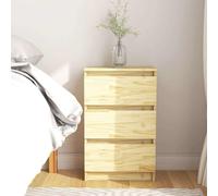 Vidaxl Bedside Cabinet 40X29.5X64 Cm Solid Pine Wood, Brown