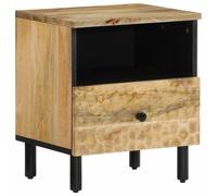 Bedside Cabinet black stained solid mango wood 40x33x46 cm compact with drawer &